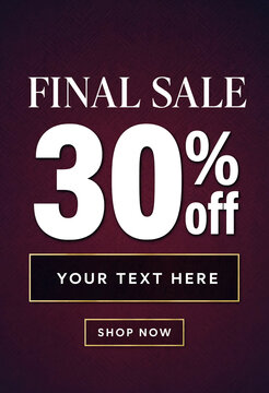 Eyecatching final sale advertisement banner with bold thirty percent off discount text design