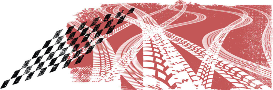 Dynamic racing background with distressed lines and asphalt texture,perfect for speed-themed creative project.Grunge racing banner with checkered pattern and tire tracks, useful for motorsport posters