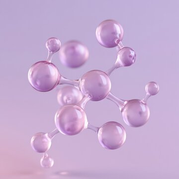 Soft clay shapes of hormone molecules float in a gentle balance on a lavender background. This represents endocrine wellness.