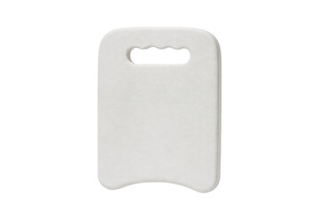 Obraz premium White rectangular foam kickboard with a wavy handle cutout is presented vertically on a clean white background