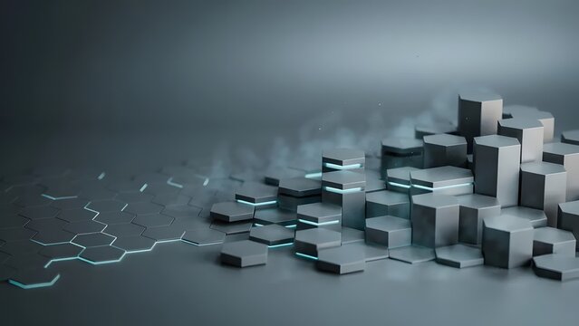 Hexagonal cell extrusion across gradient field &ndash; Perfect for spatial computing, additive manufacturing, or UI animation.