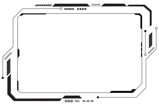 Black control panel, abstract design, modern technology, HUD UI interface on a white background.