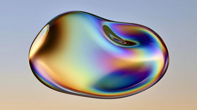 Flattened iridescent liquid form representing generative artificial intelligence computational creativity advanced materials digital art and future visual design