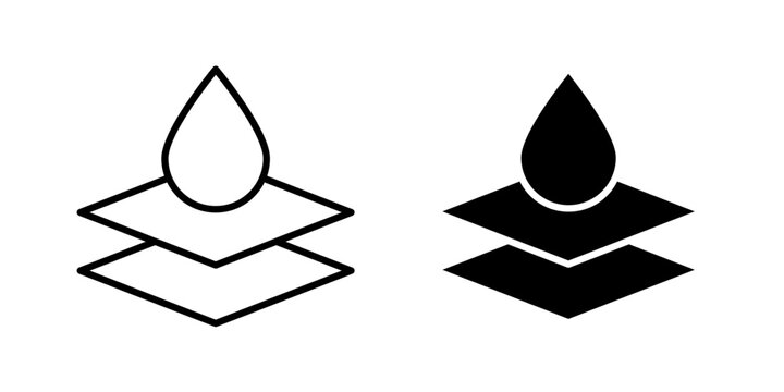 Absorbent Layer Icon represents moisture absorption, protective layers, and material structure with editable vector illustration.