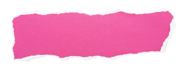 Fototapeta premium Large pink torn paper rectangle with textured edges on transparent background