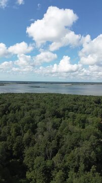 Clouds over sea and forrest in insta format