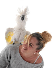 White cockatoo and woman © cynoclub