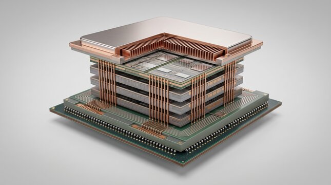 A detailed view of a modern computer processor showcasing its intricate design and advanced technology.