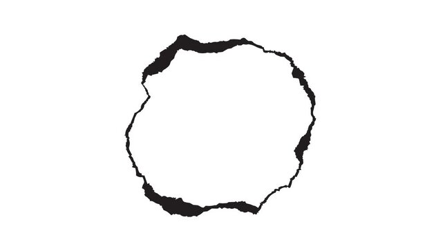 torn paper frame animation, aesthetic frame, round frame with white background, doodle motion graphics, 4K video