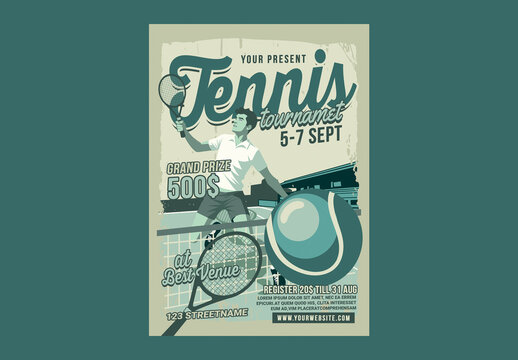 Tennis Tournament Retro Style Flyer