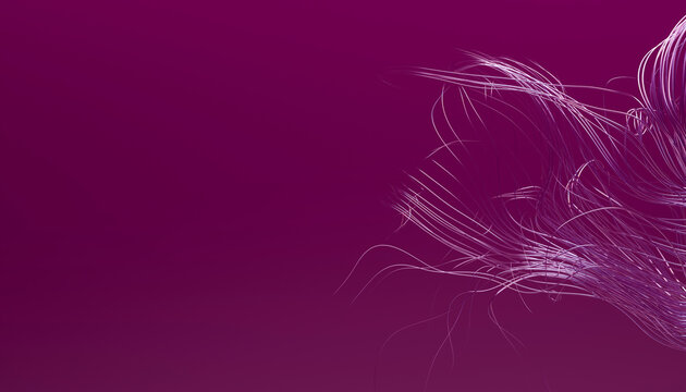Abstract flowing delicate lines on purple background