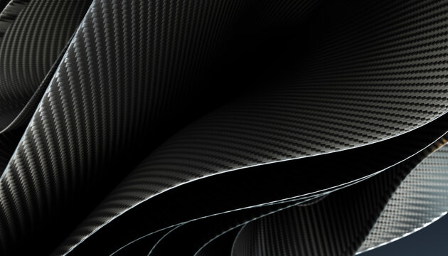 Closeup of folded carbon fiber sheets with woven texture