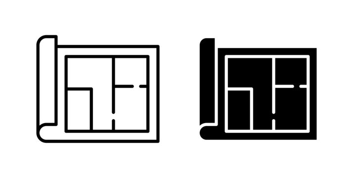 Architecture Plan Icon represents building layouts, structural designs, floor plans, and organized construction planning for architectural and engineering projects.