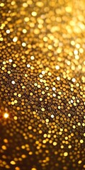 Naklejka premium Abstract Gold Glittering Texture Overlay Background with Shimmering Bokeh Lights and Particles