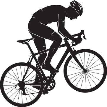Silhouette of a cyclist riding uphill during sunset for fitness and outdoor activity
