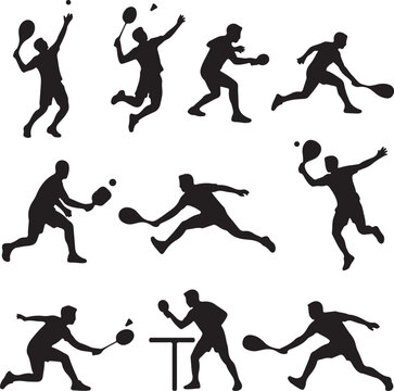 Silhouettes of People Playing Racquet Sports in Action
