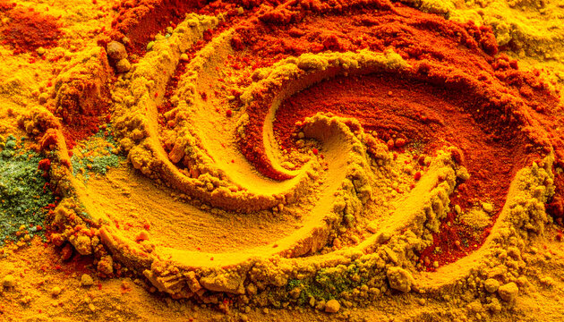 Rich spice powder texture with warm tones, fine granules, natural detail for food designs.