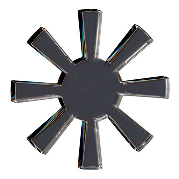 3D Dark Glass Starburst Icon with Prismatic Edges