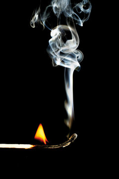 Burning matchstick, close-up