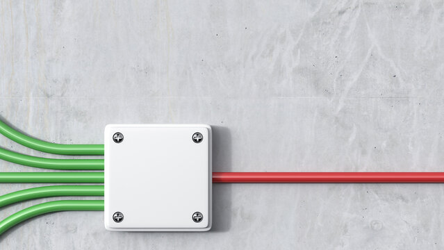 3D Rendering, energy, distribution board, red, green