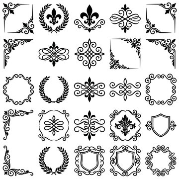 A collection of decorative vintage ornaments and ornate design elements.