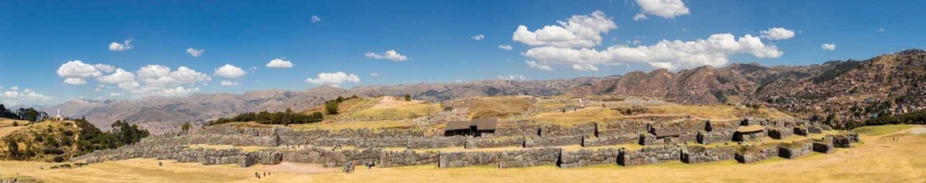 Peru, Andes, Cusco, view to the city and Inca ruins of Sacsayhuaman