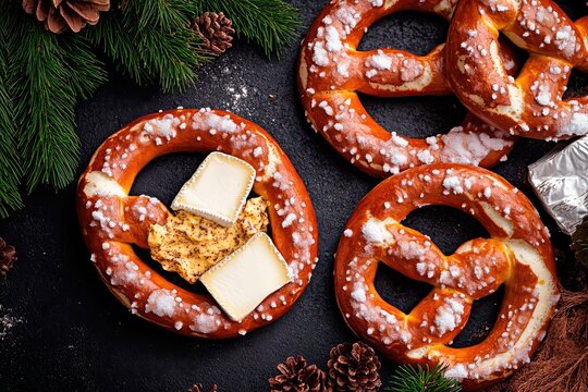 Some beer halls serve pretzels with a side of obatzda for an oktoberfest and octoberfest fest holiday