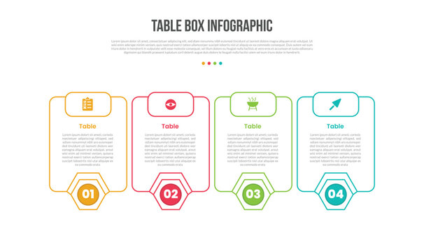 Table Box Infographic Template with 4 Point Rounded Design for Slide Presentation