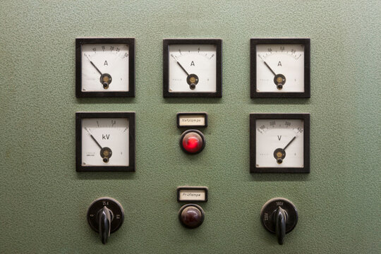 Power measuring instruments, close up
