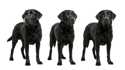 Fototapeta premium Three Wet Black Labradors