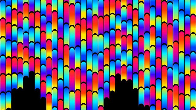 Vibrant rainbow gradient vertical bars motion background, abstract colorful geometric pattern loop for modern digital and presentations