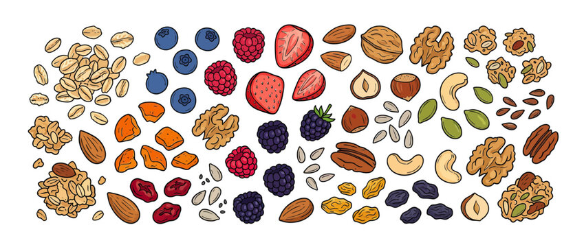 Assortment of Healthy Breakfast Ingredients Isolated