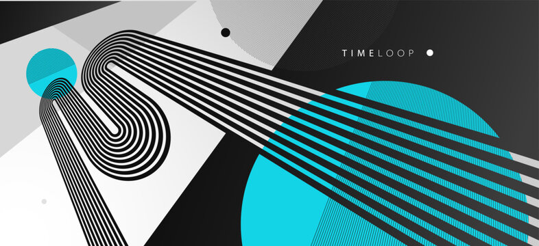 Abstract composition built on flowing lines and structured elements, conveying control, stability and technological order through calm rhythm balanced visual logic.