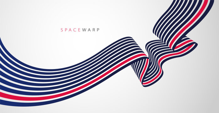 Lines in perspective look like bent ribbon graphic design, vector abstract background with curved stripes in distorted perspective, futuristic surreal op art.