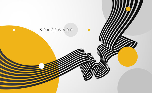 3D perspective lines and circles vector abstract background, curve stripes ribbon bent wallpaper, road journey concept, dynamic wallpaper.