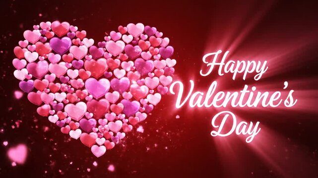 Heart shape made of small hearts with holiday greeting