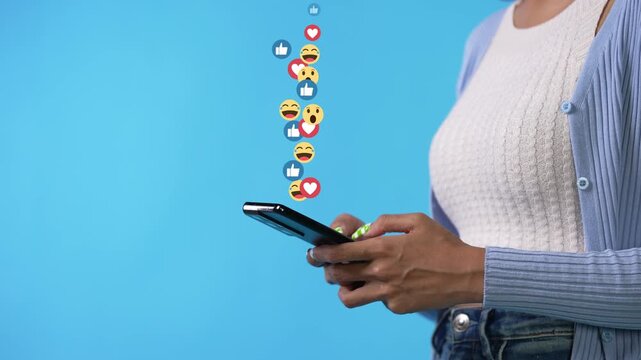 Young woman using smartphone and enjoy with the social media trend.