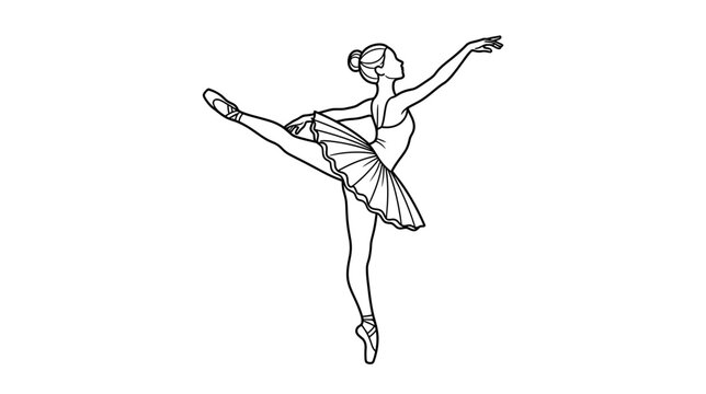 Ballet Dancer in Tutu Performing Arabesque Pose