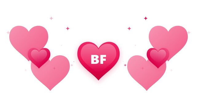 Pink BF heart animation, romantic boyfriend greeting with floating hearts, cute Valentine's Day motion graphic for social media