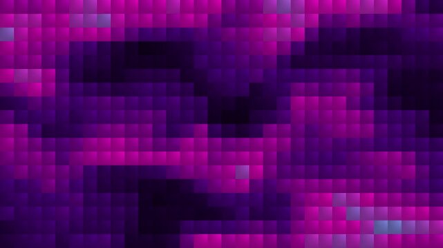 Abstract purple pixelated mosaic grid pattern loop for retro digital backgrounds
