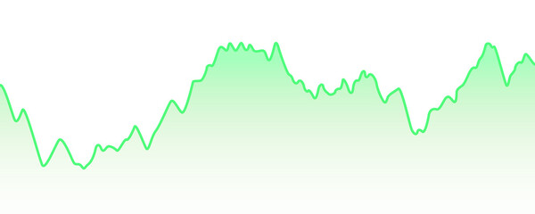 Glowing green financial line graph and digital audio wave waveform tracking element on transparent background. © SAYEMART