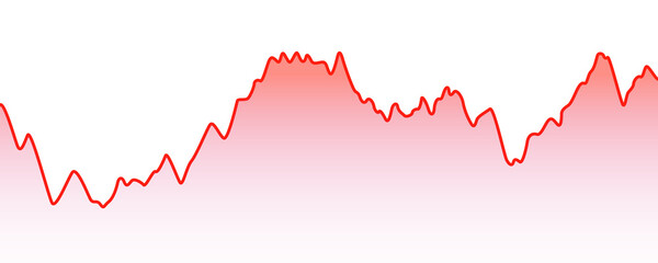 Red wave line chart isolated on transparent grid background for financial data analysis on transparent background. © SAYEMART