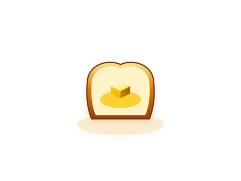 A simple flat illustration of a slice of toasted bread with butter