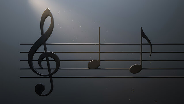 Elegant black musical staff with G clef symbol dark modern background