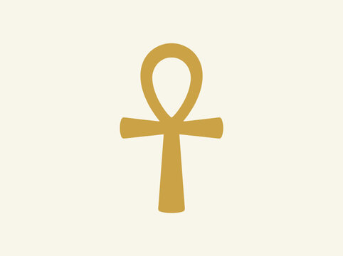 Ancient Egyptian Golden Ankh Symbol of Life Hieroglyphic Icon.