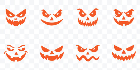 Naklejka premium Collection Of Halloween Skulls And Jack o lanterns Silhouette Style skull jack o lantern jack o lantern pumpkins October spooky creepy set for holiday decor and graphic design.