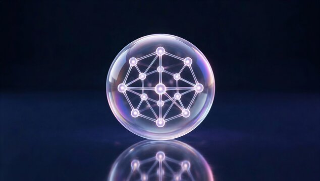 Glowing network sphere on dark background with reflection, symbolizing an api management platform for secure connection, integration, and data flow.