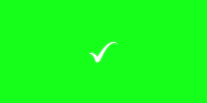 Glowing White Check Mark on Green Background Representing Approval, Verification, Success and Confirmation