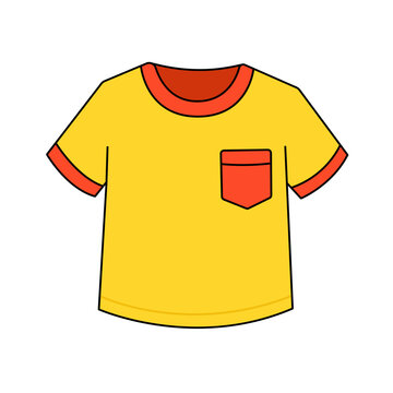 Yellow T-Shirt Get Dressed Daily Routine and Clothing Vector Illustration