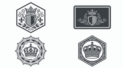 Fototapeta premium Heraldic Crests, Shields, and Crowns - Vintage Emblem Set